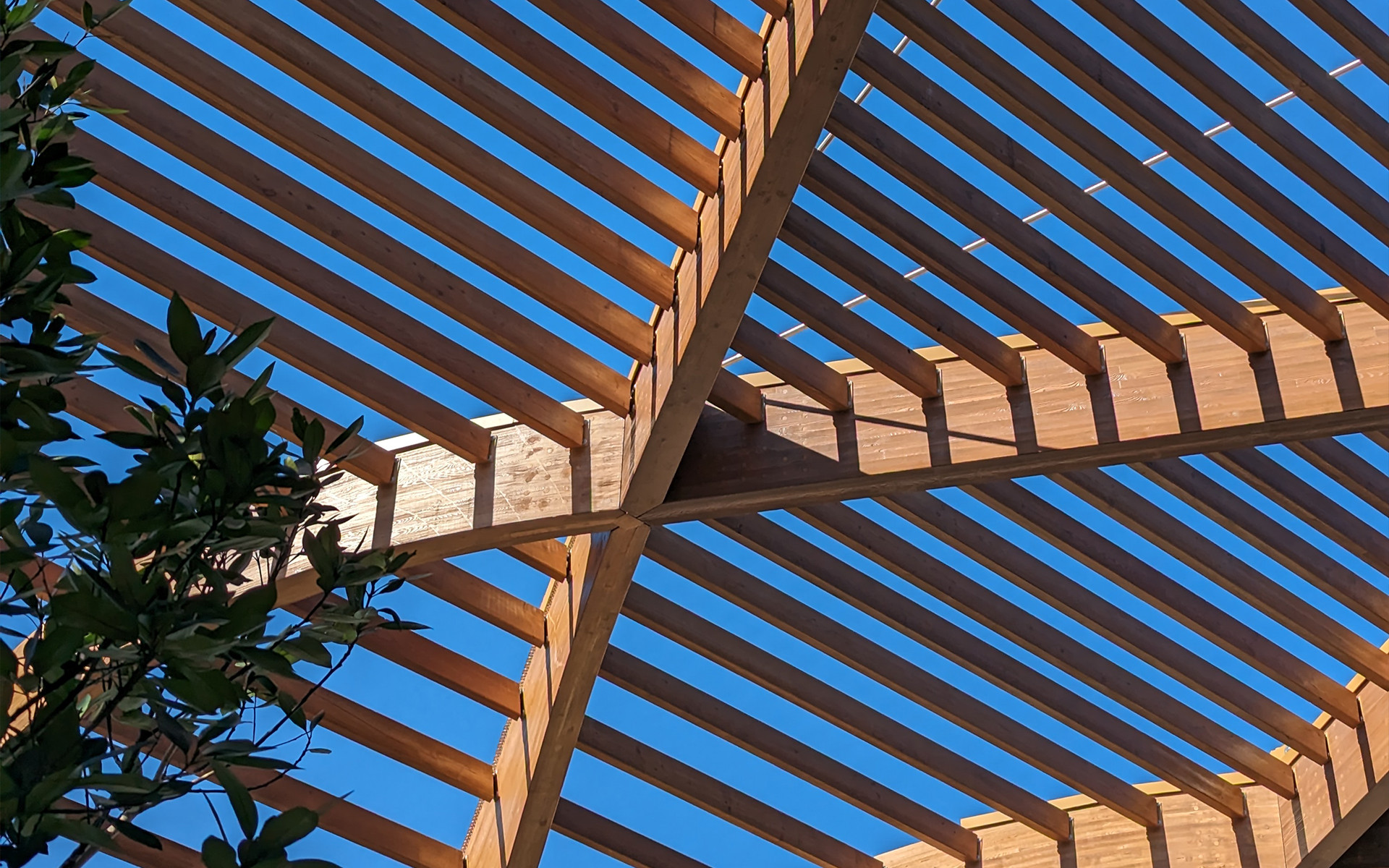 Pergola con travi di legno lamellari